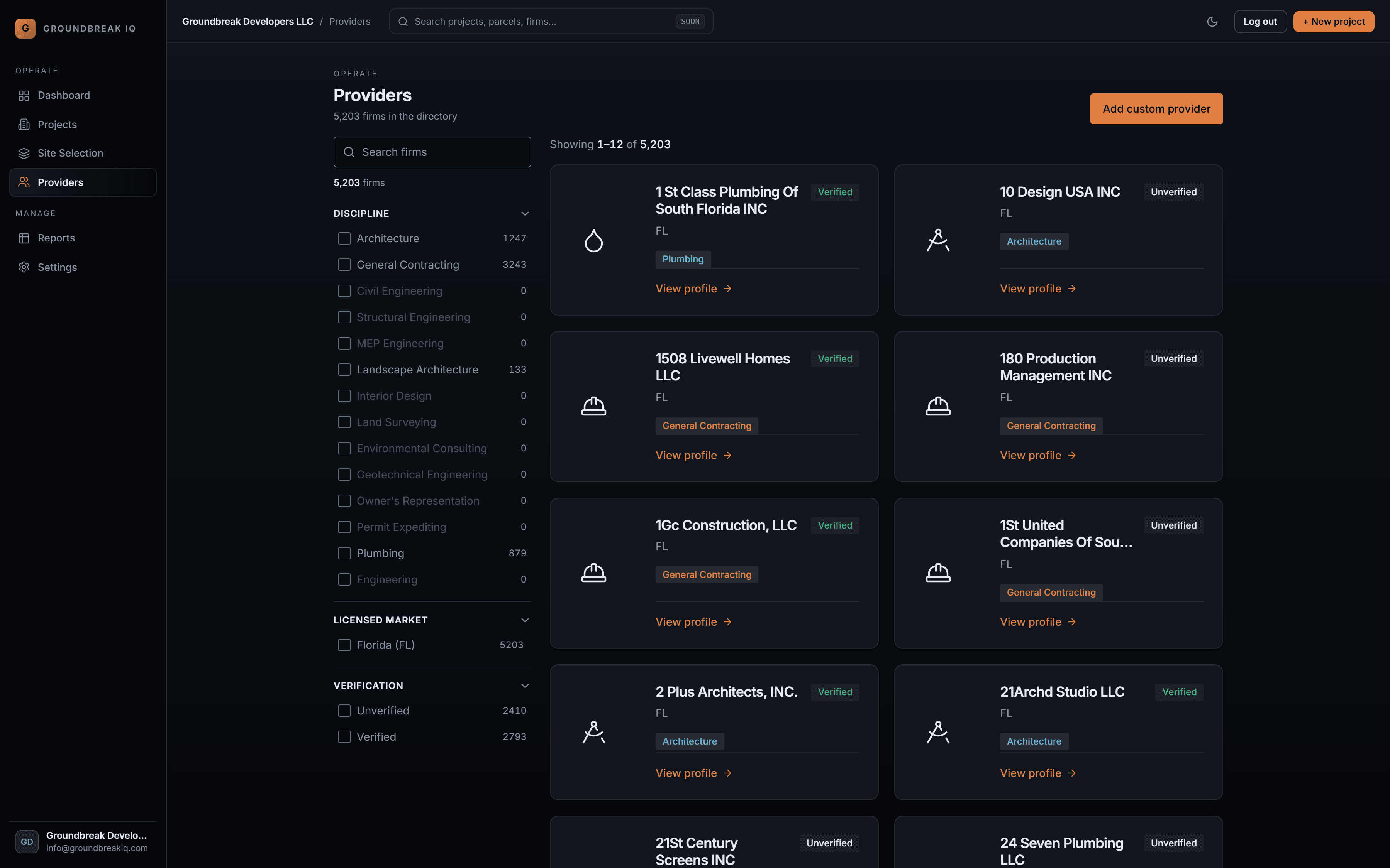 Market Intelligence in Groundbreak IQ