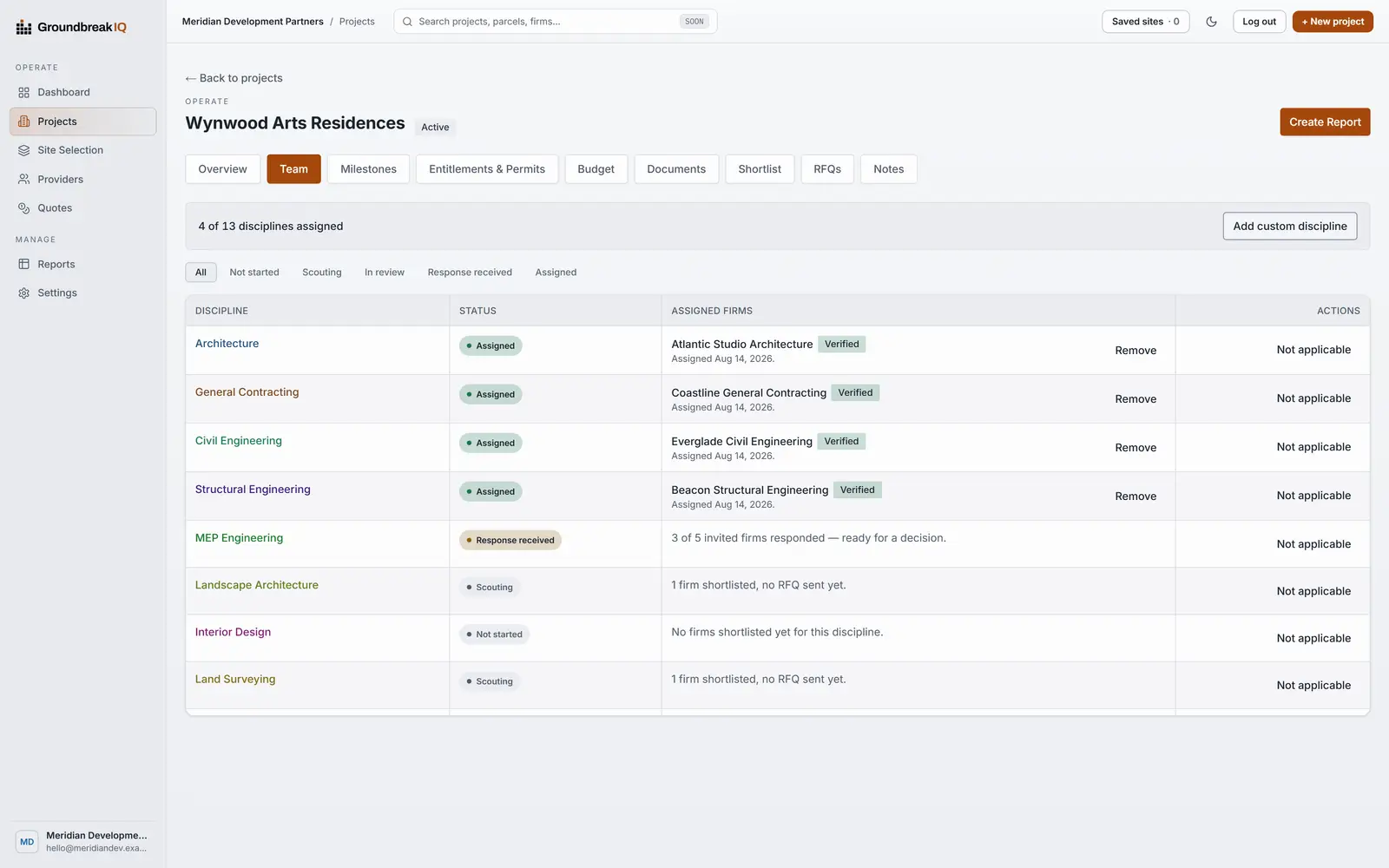 Team Assembly in Groundbreak IQ